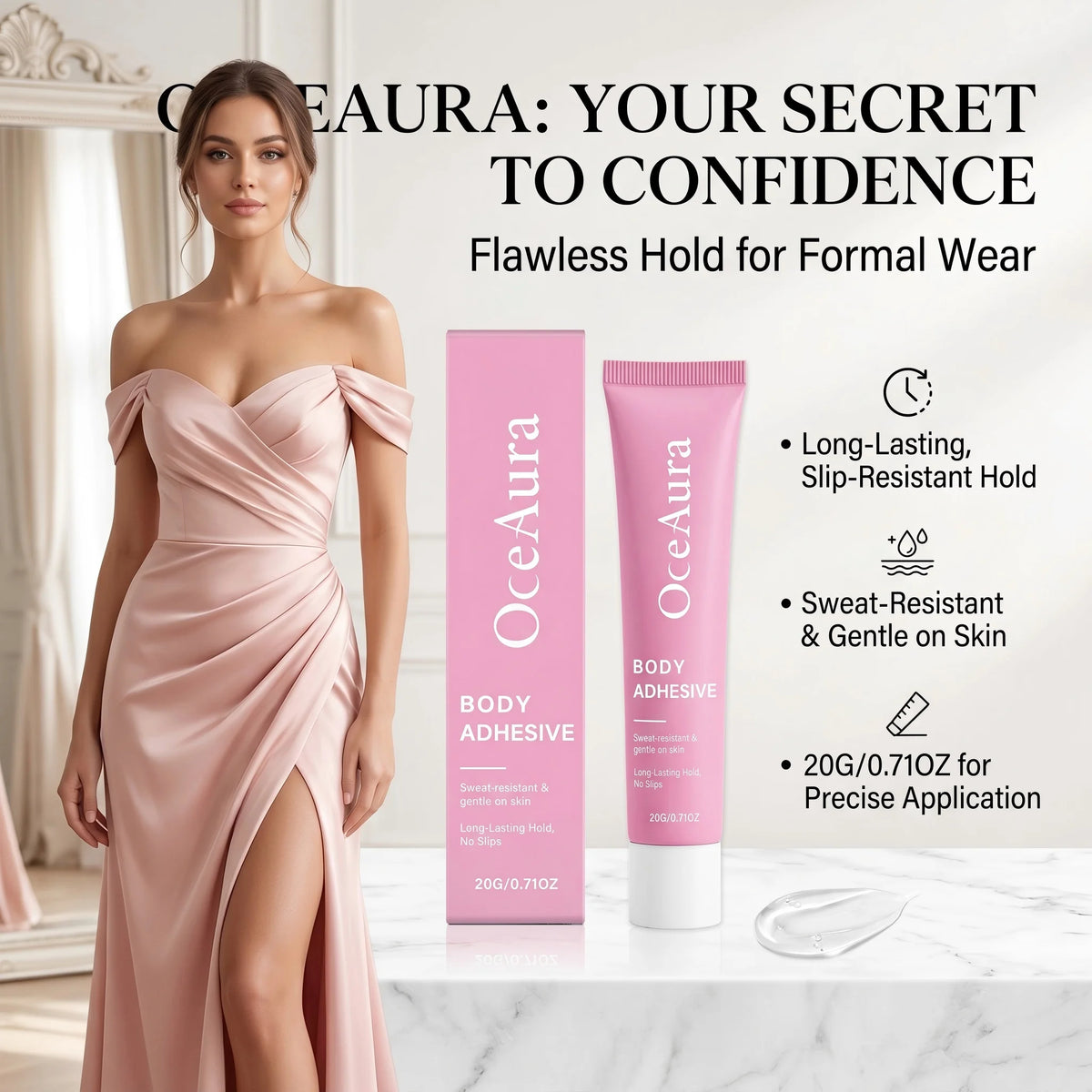 Body Adhesive for Clothing Sweatproof Invisible Hold for Daily Wear and Special Occasions