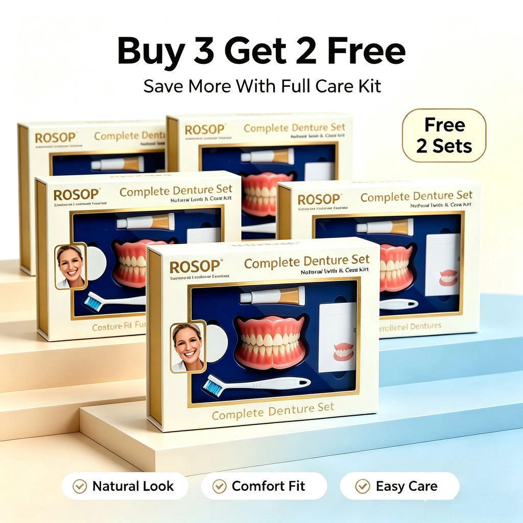 Silicone Complete Denture Set Natural Cosmetic False Teeth for Adults Daily Smile Makeover