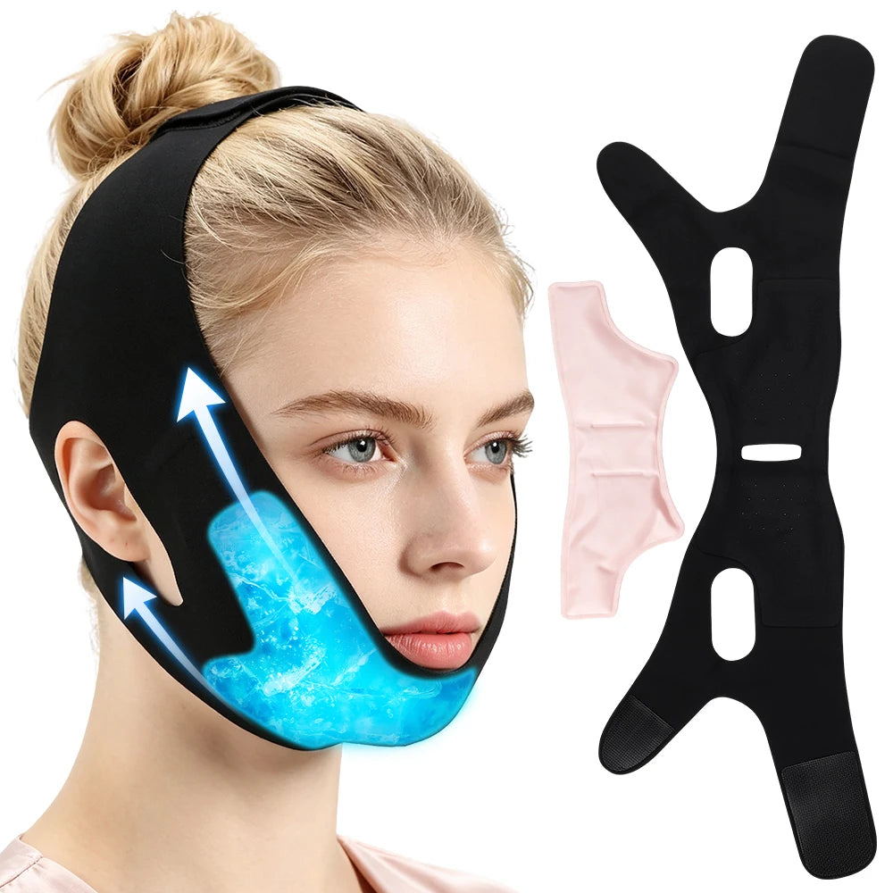 Face Ice Pack V Lifting Bandage Reusable Gel Compress for Home Skincare and Facial Recovery - 1