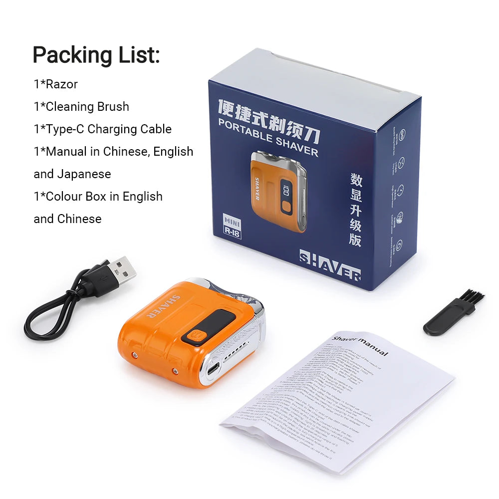 Mini Electric Shaver Portable Rechargeable Rotary Razor for Men and Women Travel Grooming