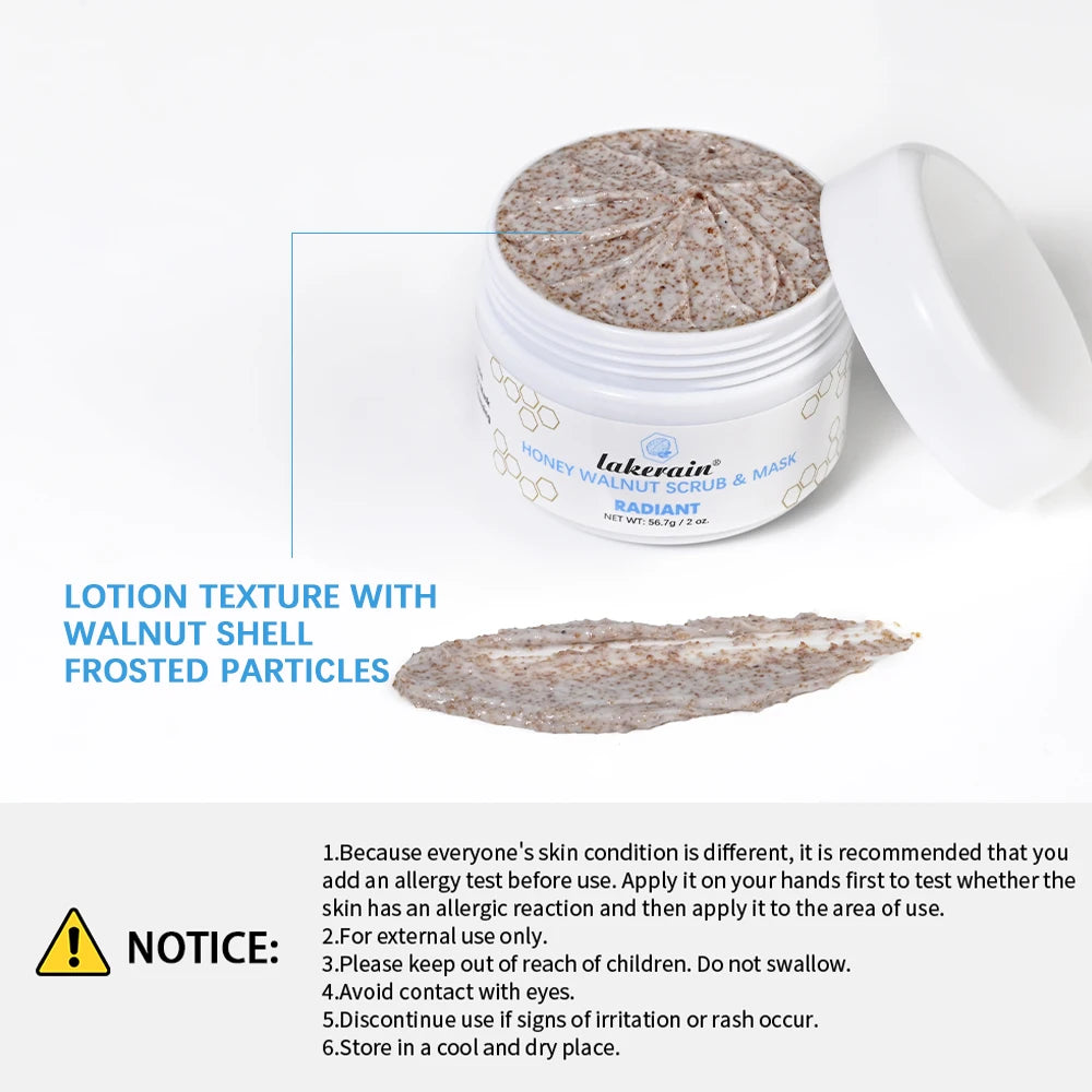Honey Walnut Facial Scrub and Mask Deep Cleansing Exfoliating Treatment for Radiant Skin Care - 6