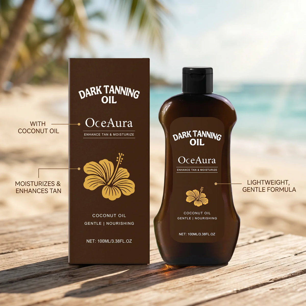 Coconut Oil Dark Tanning Oil Deep Bronze Tan and Moisturizing Skin for Beach Goers and Summer