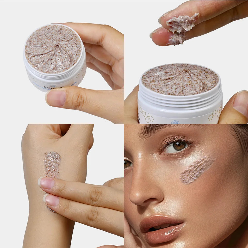 Honey Walnut Facial Scrub and Mask Deep Cleansing Exfoliating Treatment for Radiant Skin Care
