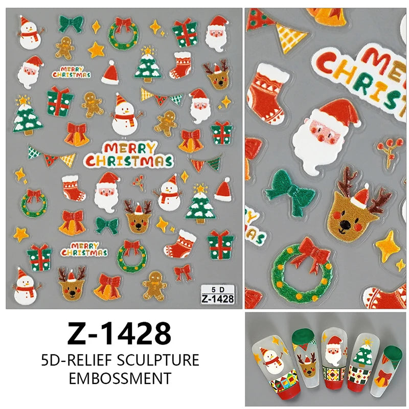 Christmas Nail Stickers Winter Decals for Salon Manicure and Home Holiday Decoration