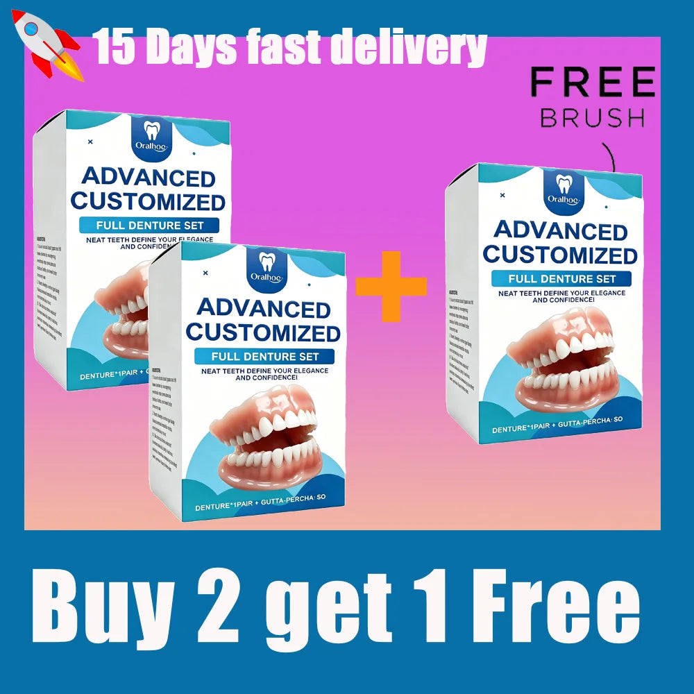 Realistic Full Denture Set Comfortable False Teeth for Men and Women for Natural Confident Smiles