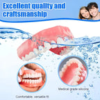 Full Mouth Denture Set Comfortable Silicone Teeth with Cleaning Tools for Daily Dental Hygiene