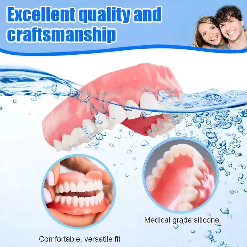 Silicone Full Mouth False Teeth Kit Cosmetic Smile Set for Daily Use and Instant Confidence