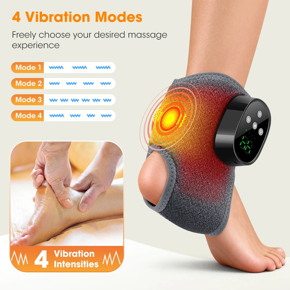 Electric Ankle Massager Heated Vibration Brace for Joint Relief at Home or After Sports