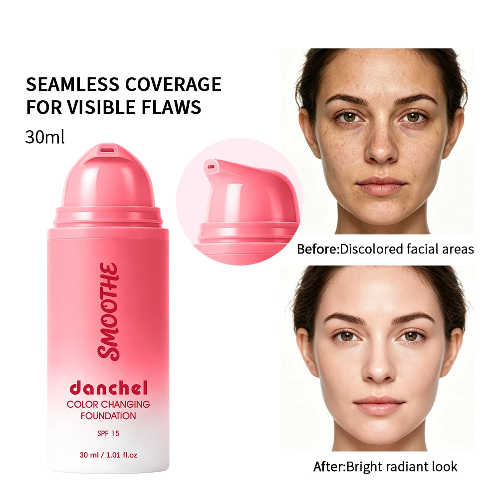 Color Changing Foundation Flawless Seamless Coverage for Women Daily Face Makeup Natural Glow