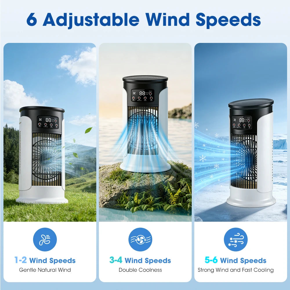 Portable Air Cooling Fan Six Speeds Humidifier for Desk and Home Office Use