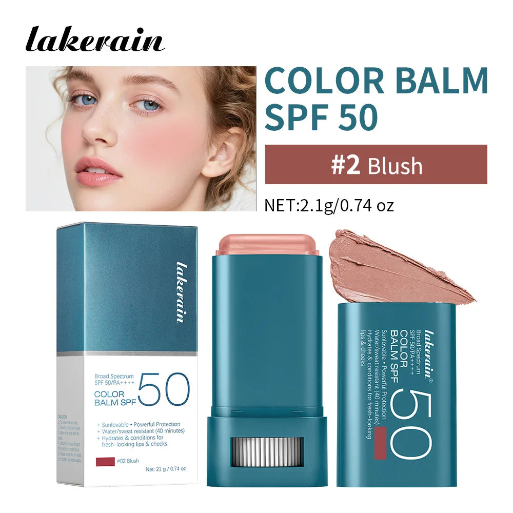 Color Balm SPF 50 Tinted Sunscreen Blush Stick for Glowing Cheeks and Natural Face Makeup