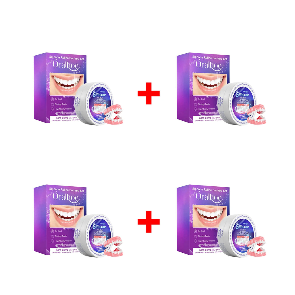 Silicone Reline Denture Set Comfortable Fit Natural Look for Daily Use at Home for Great Smile