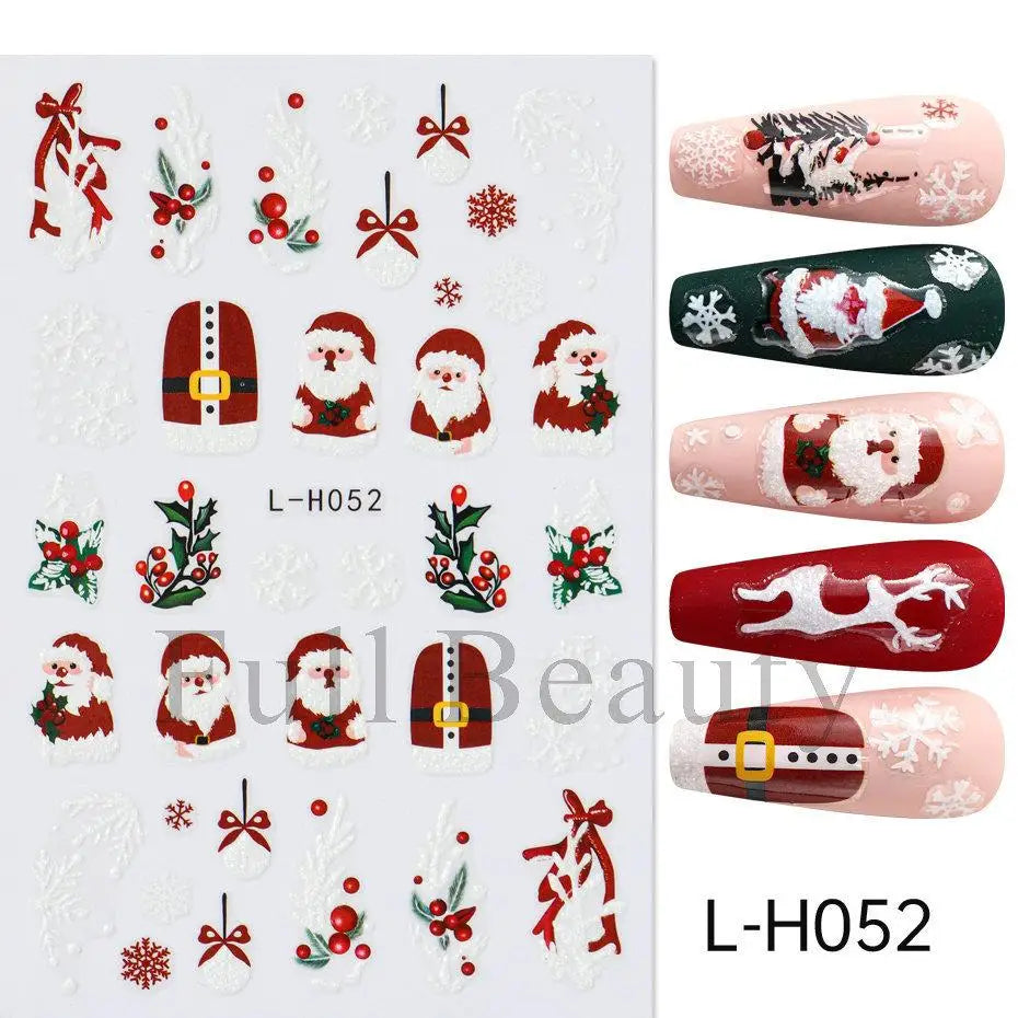 Christmas Nail Stickers Winter Decals for Salon Manicure and Home Holiday Decoration