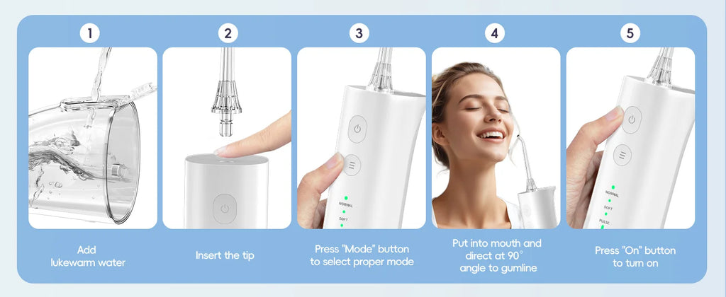Portable Water Flosser Rechargeable Oral Irrigator for Adults at Home or Travel