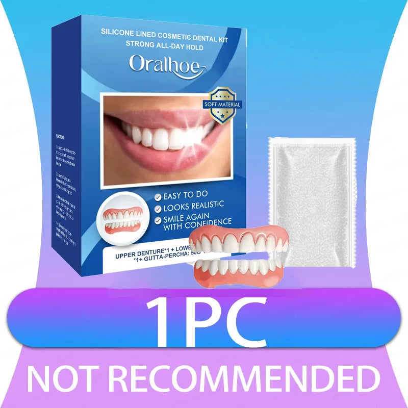 Natural Silicone Dentures Instant Comfort Fit Teeth for Men and Women for Confident Smile