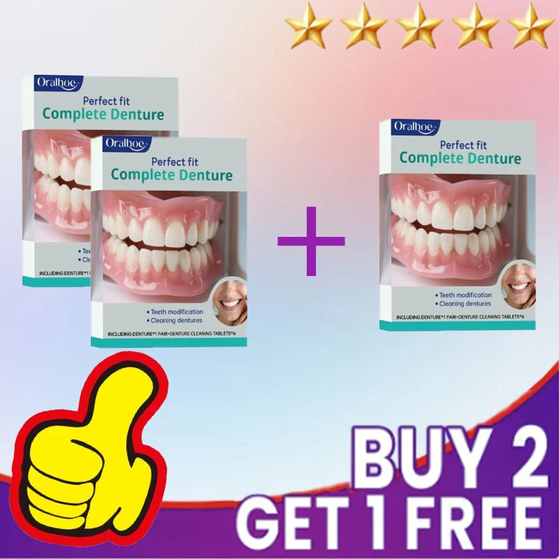 Full Mouth Silicone Dentures Realistic Fake Teeth for Better Smile Confidence at Home Daily