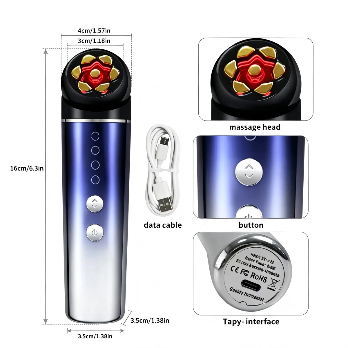 3 in 1 Facial Massager Red Light Skin Tightening Tool for Women at Home Daily Skincare Routine