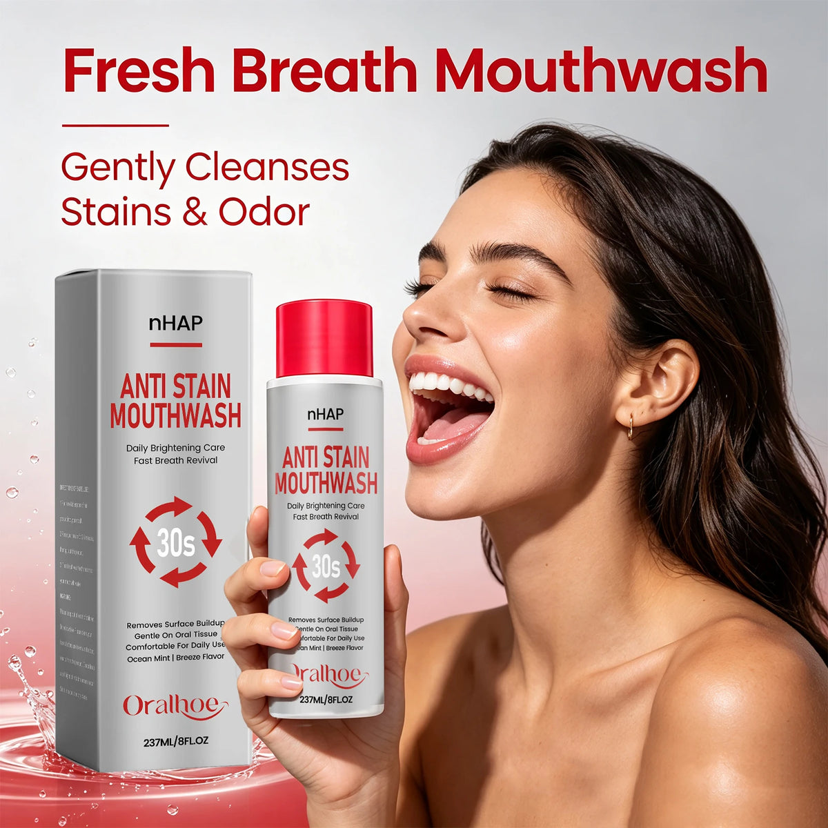 Anti Stain Mouthwash Alcohol Free Plaque Remover for Fresh Breath and Daily Teeth Whitening
