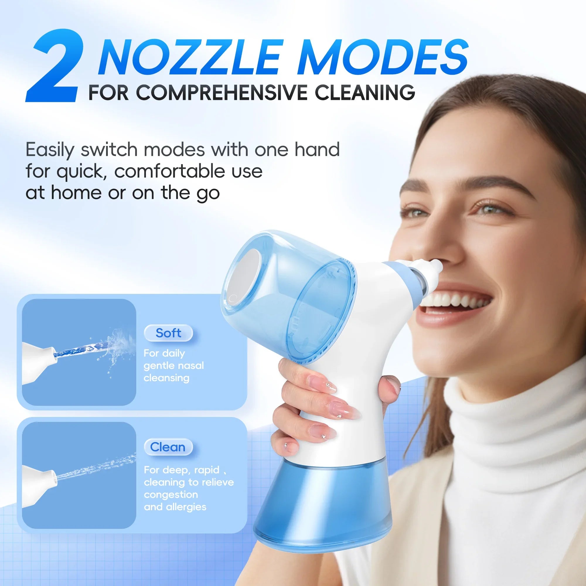 Portable Water Flosser Nasal Rinse Combo Oral Care Sinus Cleaning Kit for Home and Travel Use - 4