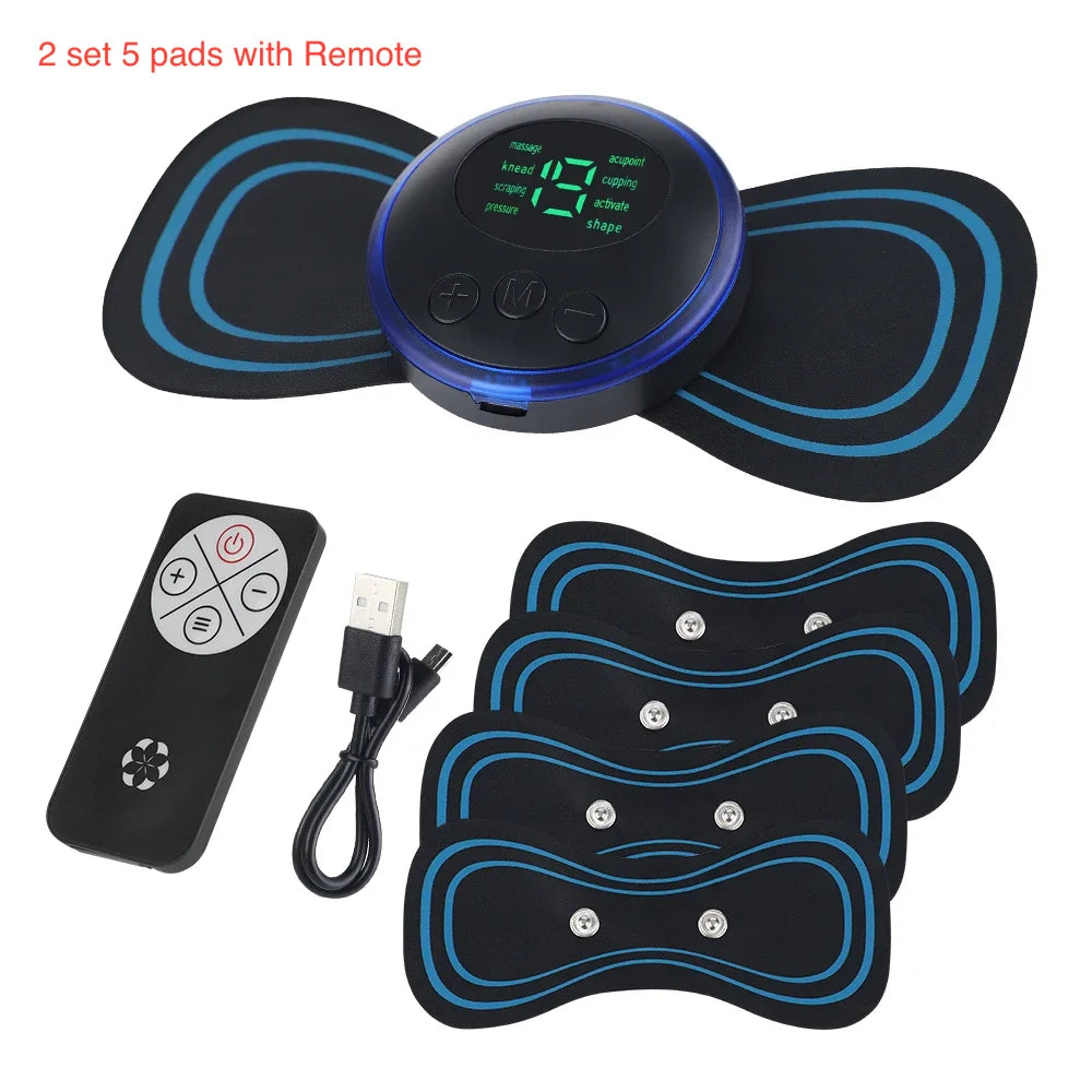 Electric Muscle Massager Patch with 8 Modes 19 Intensity Levels for Relief at Home or Travel