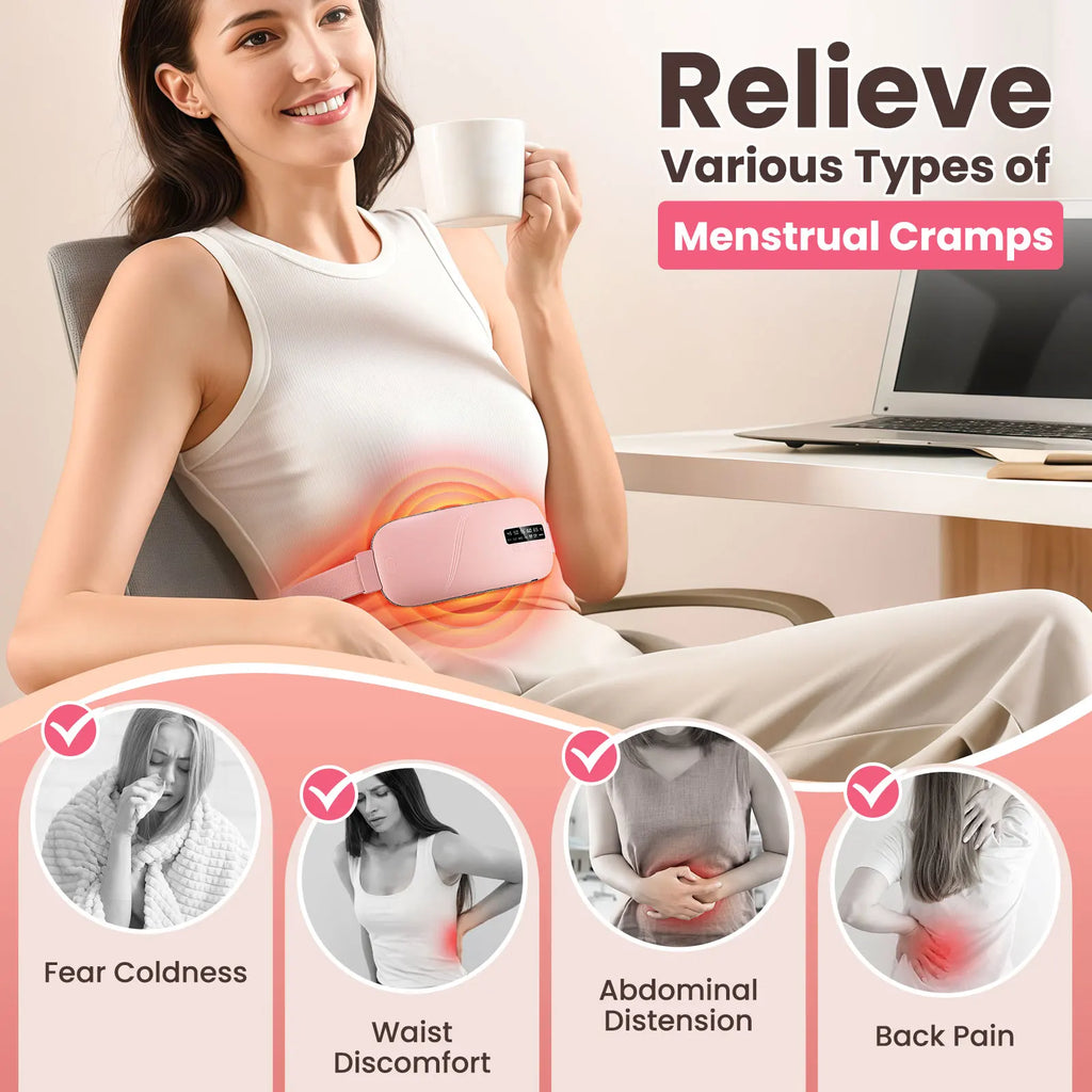 Menstrual Heating Pad Portable Vibration Massage Belt for Women at Home or Office