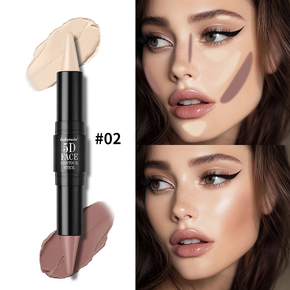 Dual Ended Face Contour Stick Highlighter Waterproof Makeup for Sculpting and Daily Beauty - 19