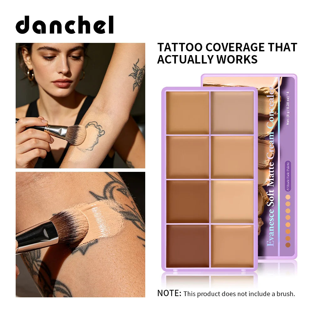 8 Shade Cream Concealer Palette Waterproof Full Coverage for Professional Makeup Artists