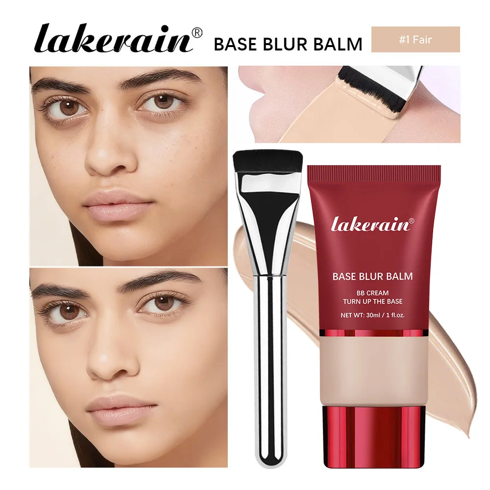 Blur Base Balm with Applicator Brush Pore Minimizing Foundation for Women Daily Makeup