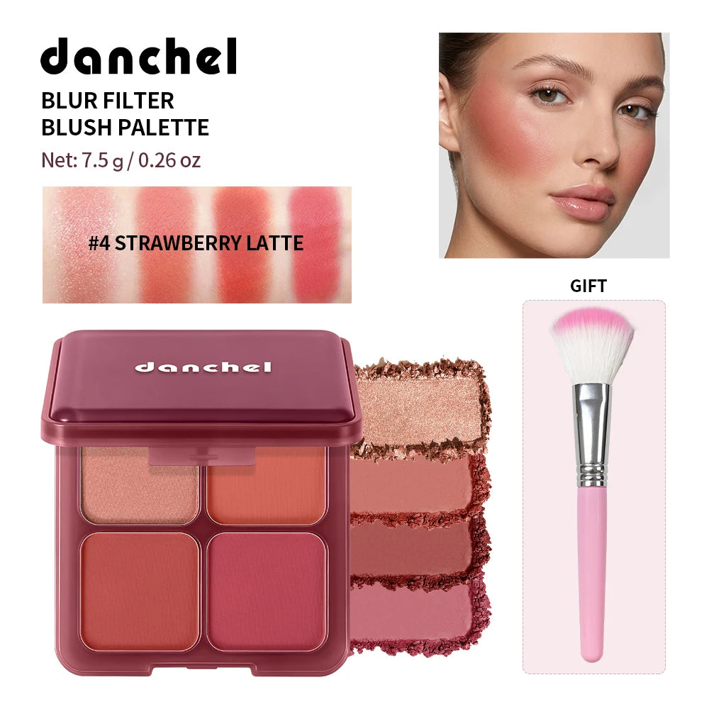 Blur Filter Blush Palette Matte Pigmented Powder for Natural Cheek Makeup Everyday Looks