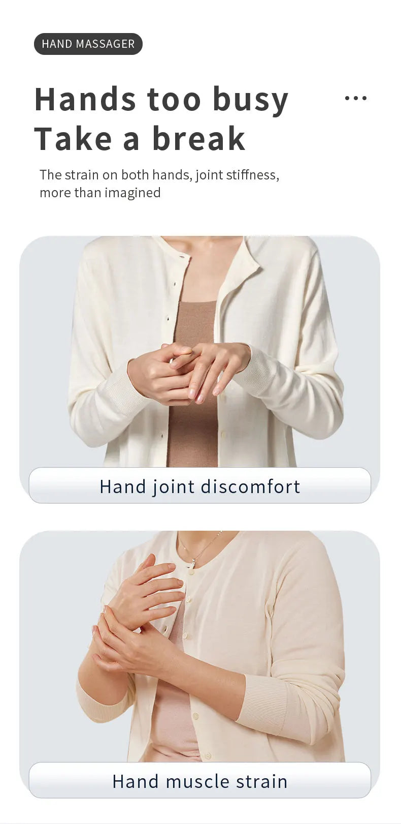 Electric Hand Massager with Airbag Compression and Heat for Office Workers at Home