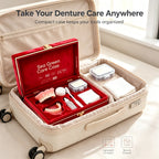 Full Mouth Denture Set with Storage Case Cleaning Tools for Comfortable Fit Daily Dental Care