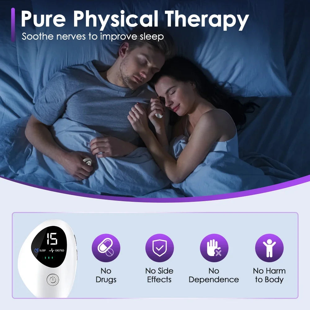 Microcurrent Sleep Aid Device Pulse Stimulation for Insomnia and Anxiety Relief at Night