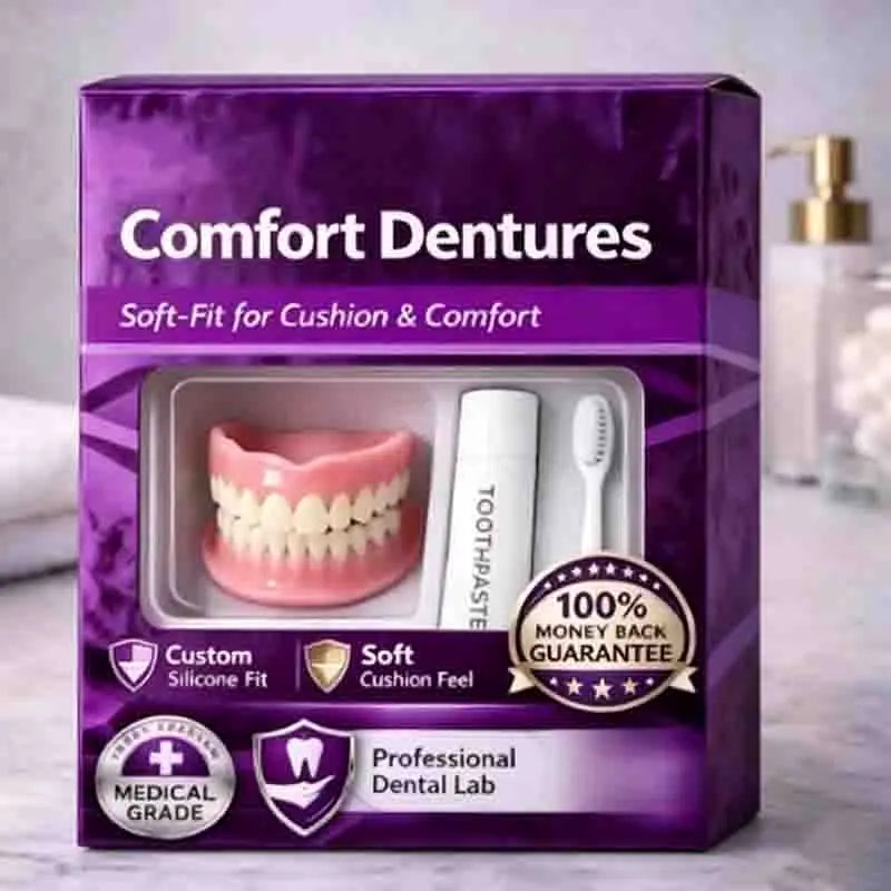 Silicone Dentures Full Set Instant Smile Cosmetic Teeth for Adults at Home or Daily Use