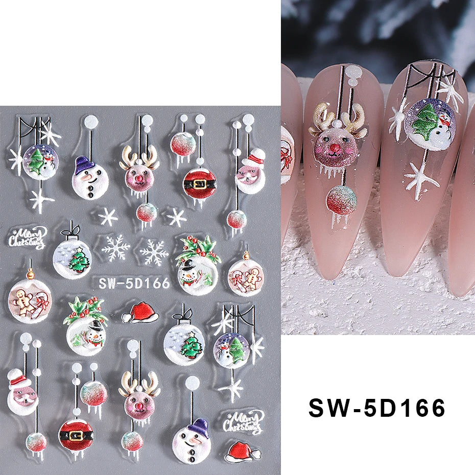 Christmas Nail Stickers Winter Decals for Salon Manicure and Home Holiday Decoration