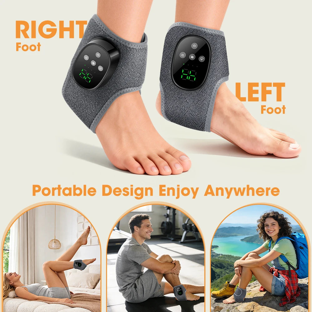 Electric Ankle Massager Heated Vibration Brace for Joint Relief at Home or After Sports