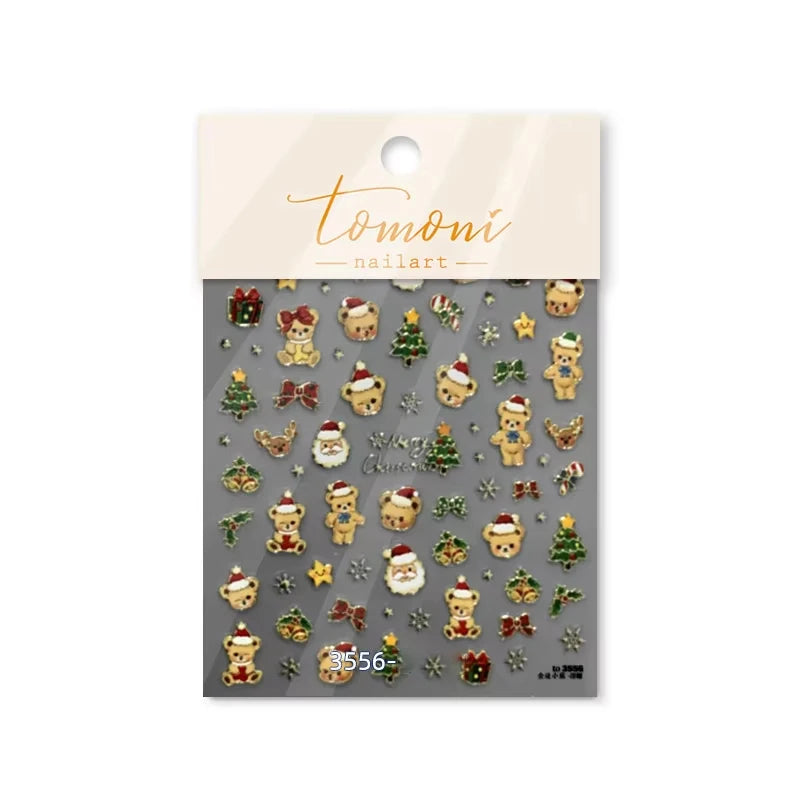 Christmas Nail Stickers Winter Decals for Salon Manicure and Home Holiday Decoration