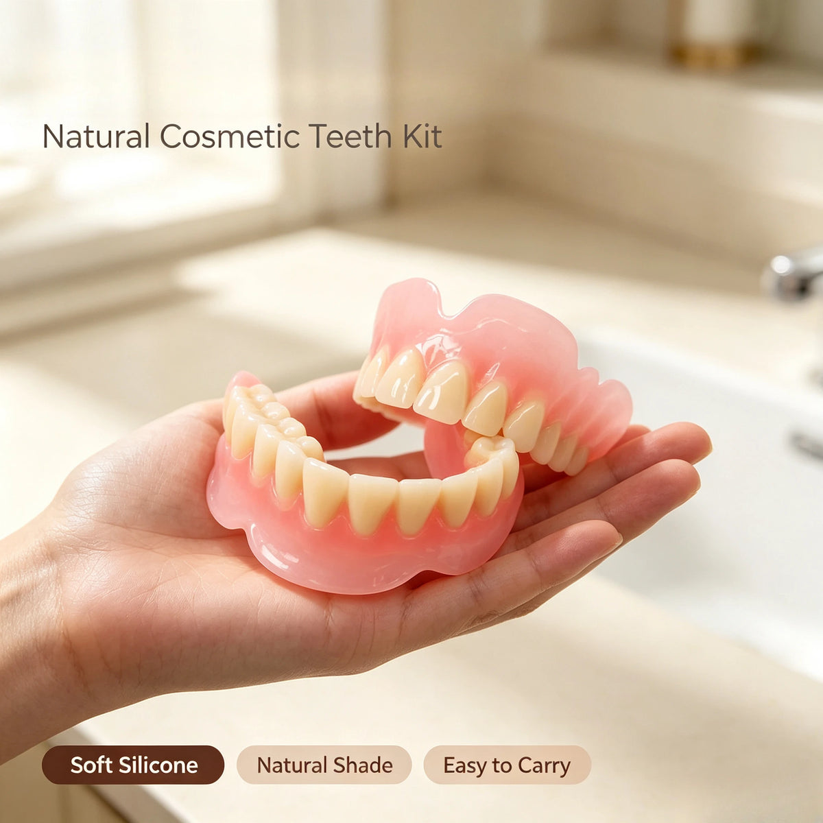 Full Mouth Silicone Dentures Realistic Fake Teeth for Better Smile Confidence at Home Daily