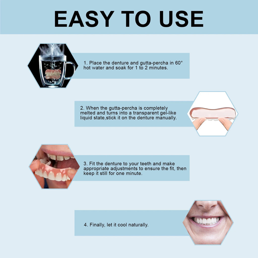 Silicone Reline Denture Set Comfortable Fit Natural Look for Daily Use at Home for Great Smile