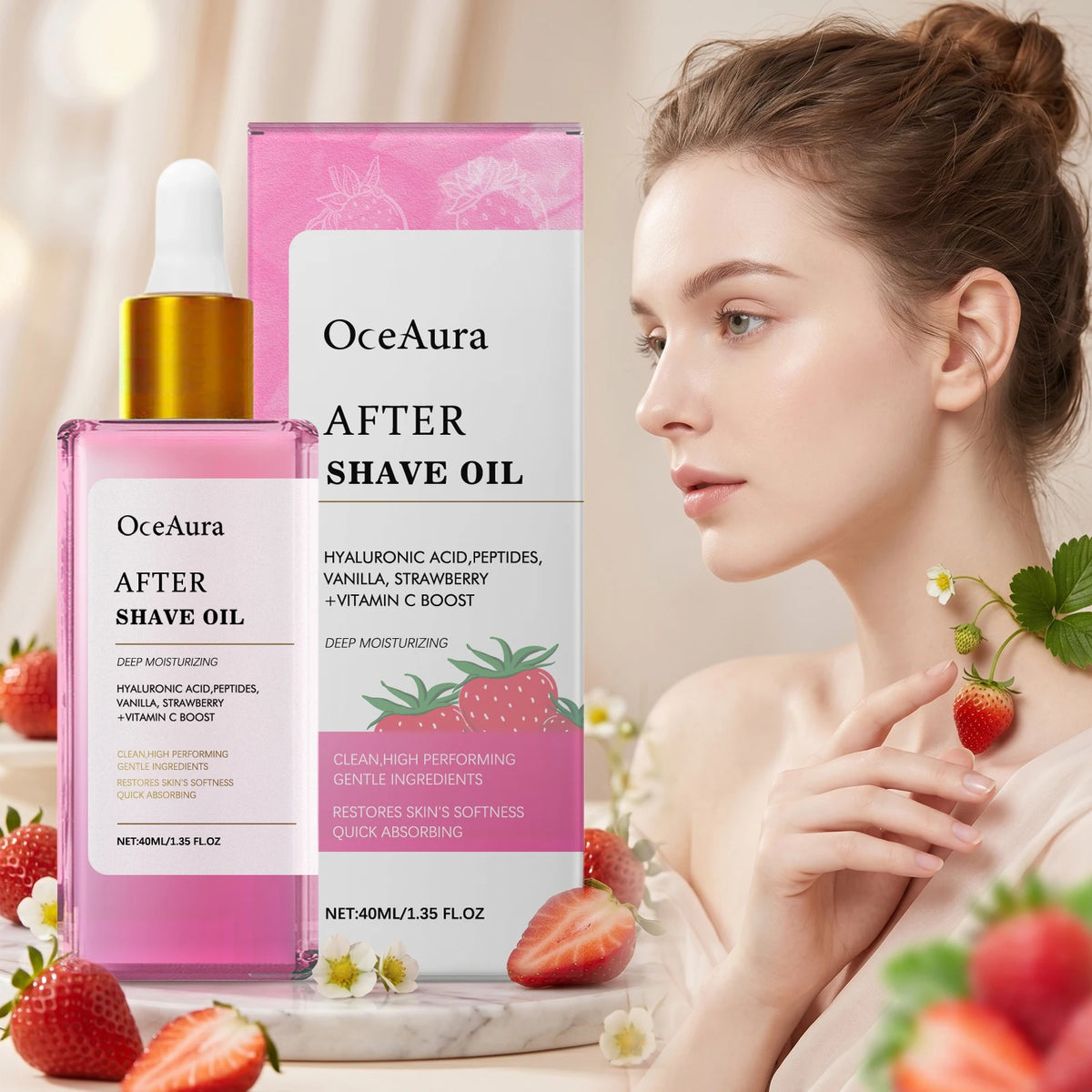 After Shave Oil Strawberry Scented Soothing Serum for Women Skin Care After Hair Removal