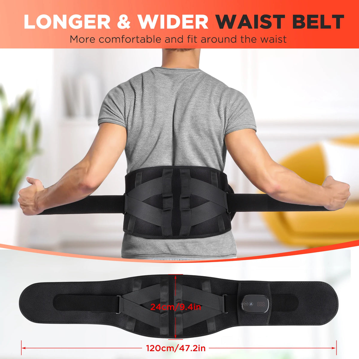 Back Massager Belt with Heat and Vibration Lumbar Support for Home Office and Daily Waist Care