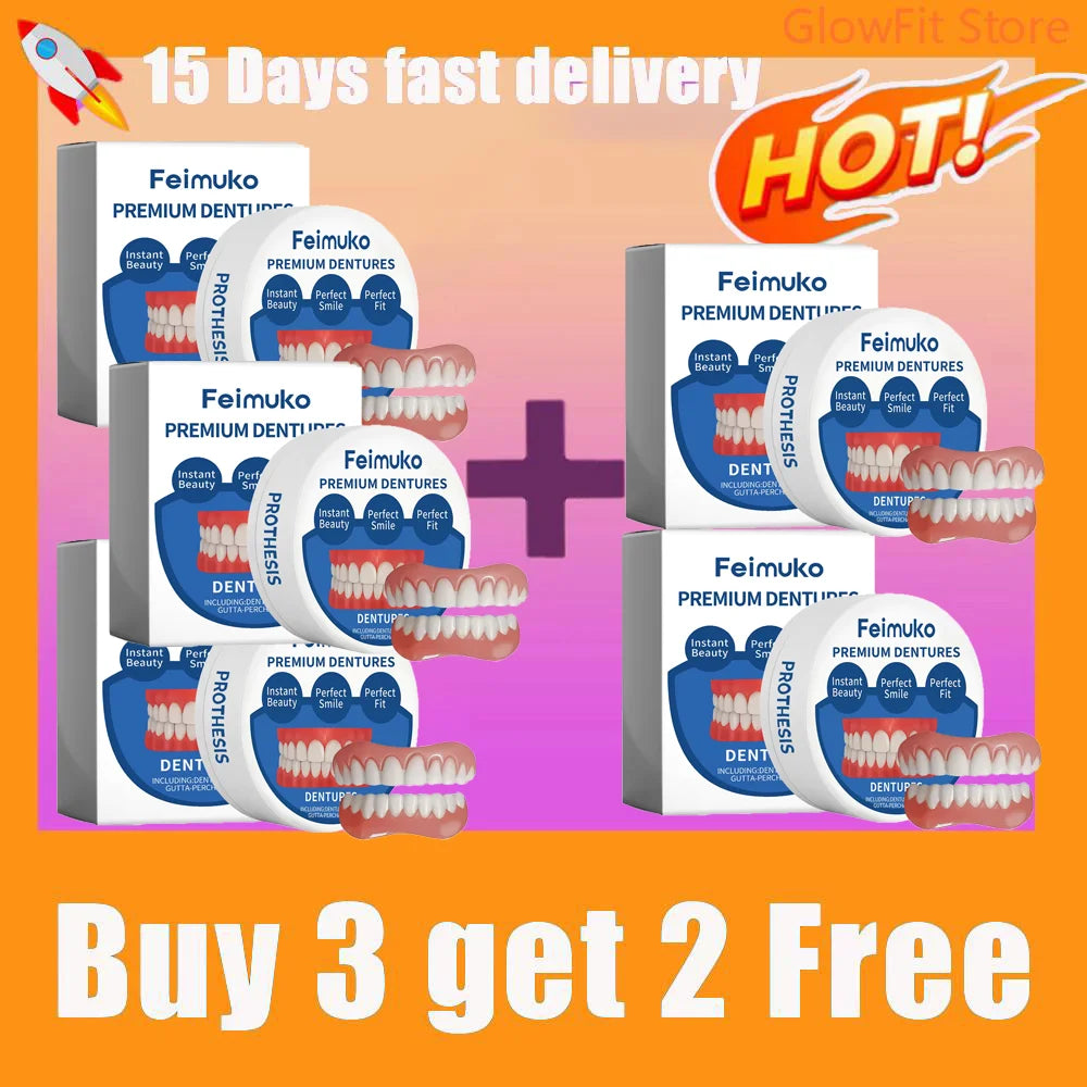 Silicone Snap On Dentures Natural Upper Lower Teeth for Instant Realistic Smile at Home - 9