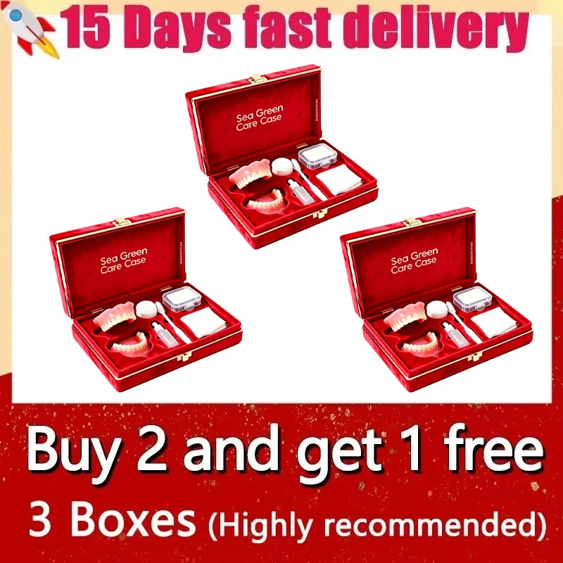 Comfort Silicone Dentures Set with Care Case for Adults at Home for Daily Dental Hygiene