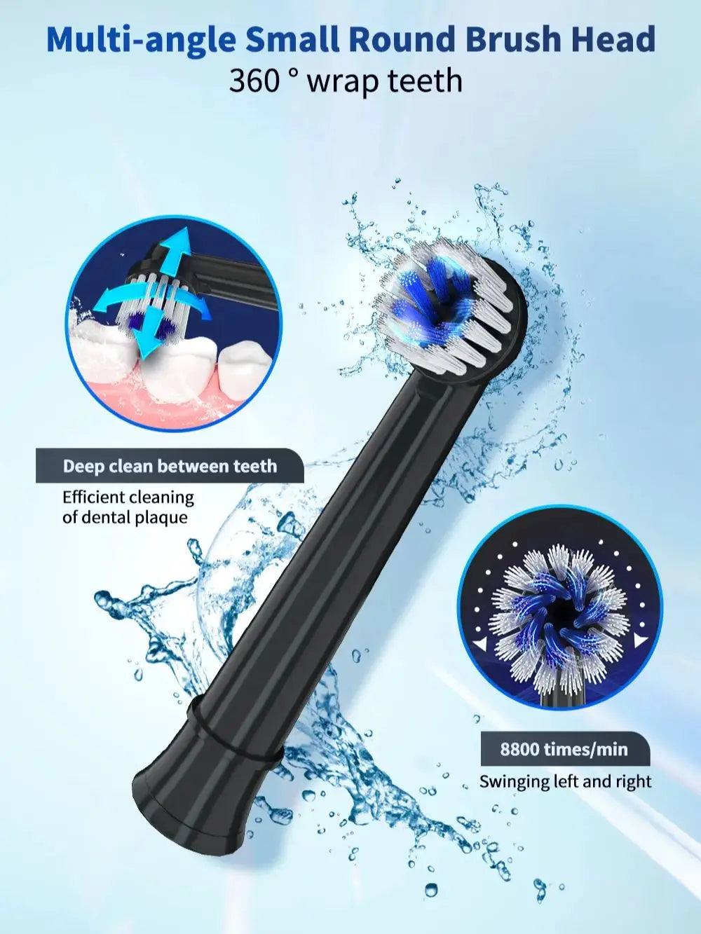 Replacement Toothbrush Heads Electric Cleaning Bristles for Adults at Home Daily Care Routine