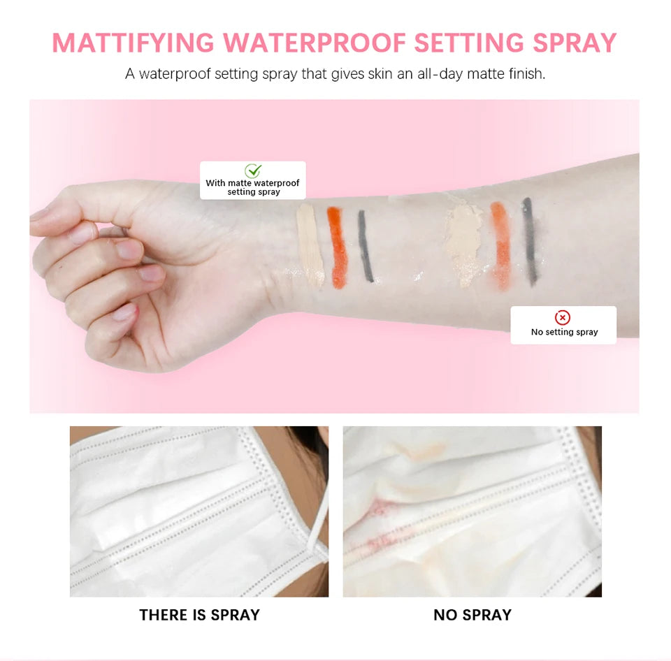 Mattifying Waterproof Setting Spray Long Lasting Oil Control for Daily Makeup and Special Events