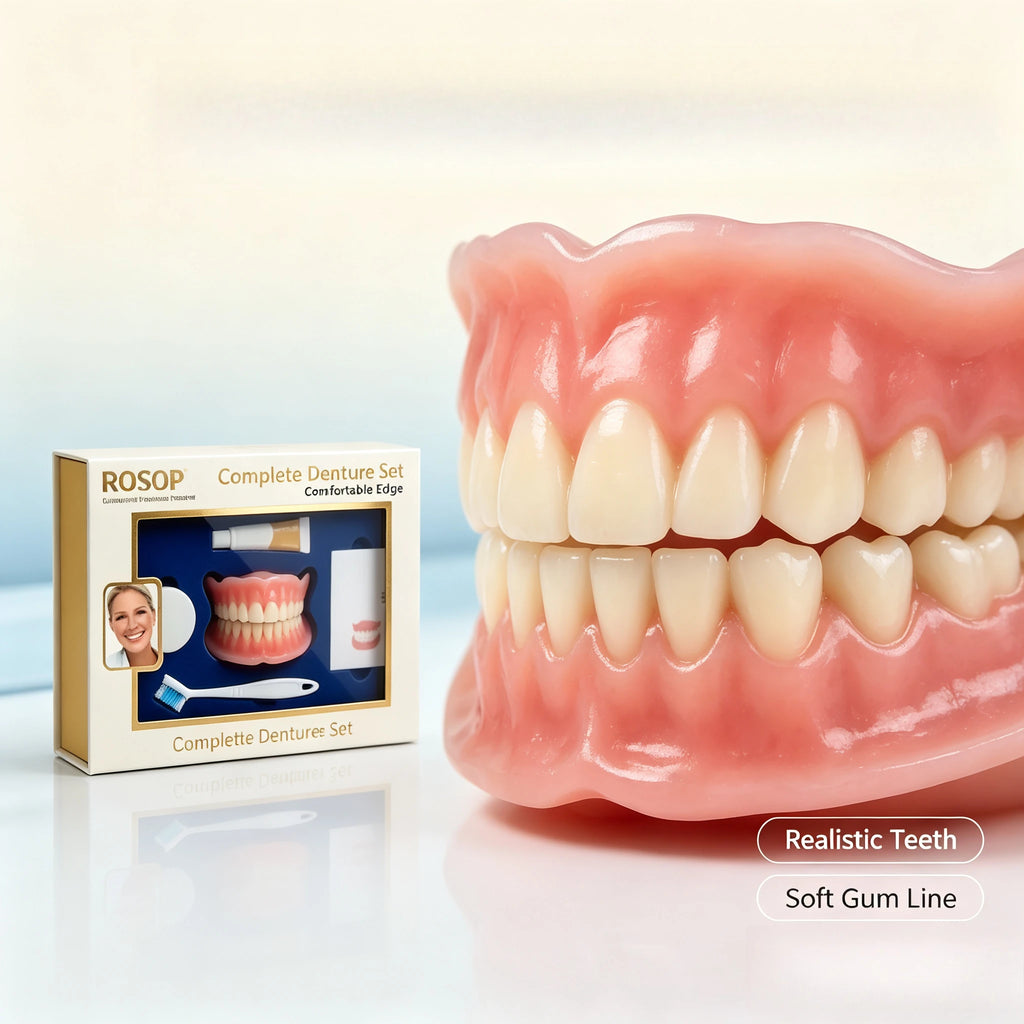Silicone Complete Denture Set Natural Cosmetic False Teeth for Adults Daily Smile Makeover