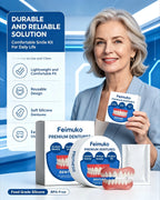 Silicone Snap On Dentures Natural Upper Lower Teeth for Instant Realistic Smile at Home