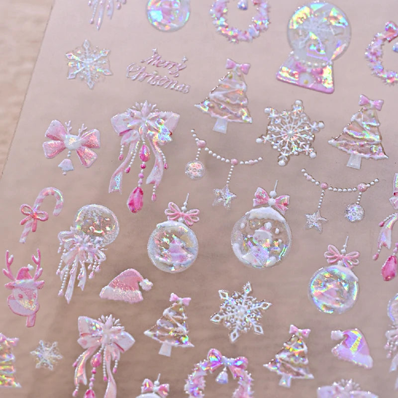 Christmas Nail Stickers Winter Decals for Salon Manicure and Home Holiday Decoration