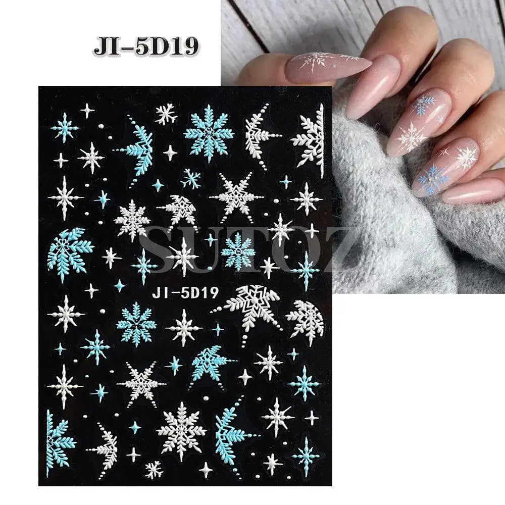 Christmas Nail Stickers Winter Decals for Salon Manicure and Home Holiday Decoration