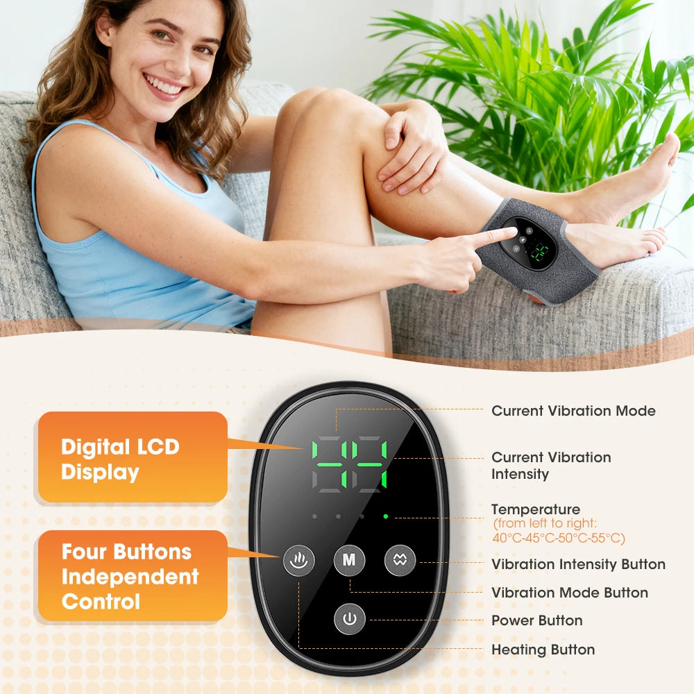 Electric Ankle Massager Heated Vibration Brace for Joint Relief at Home or After Sports