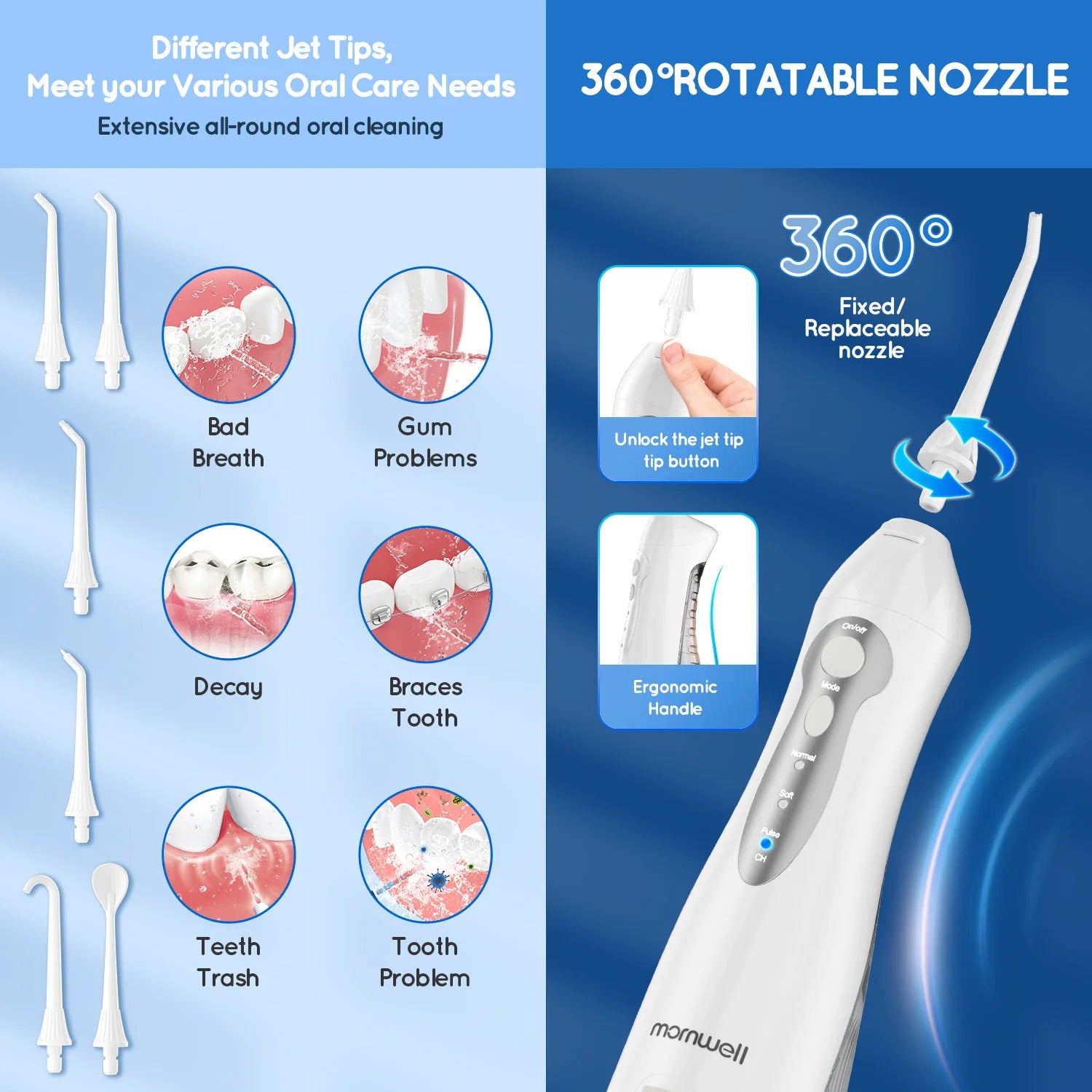 Water Flosser and Sonic Toothbrush Set Portable Oral Hygiene for Adults Daily - 4